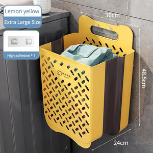 Folding Bathroom Laundry Basket Wall-mounted Dirty Clothes Storage Basket Household Laundry Bag Laundry Bathroom Organizer