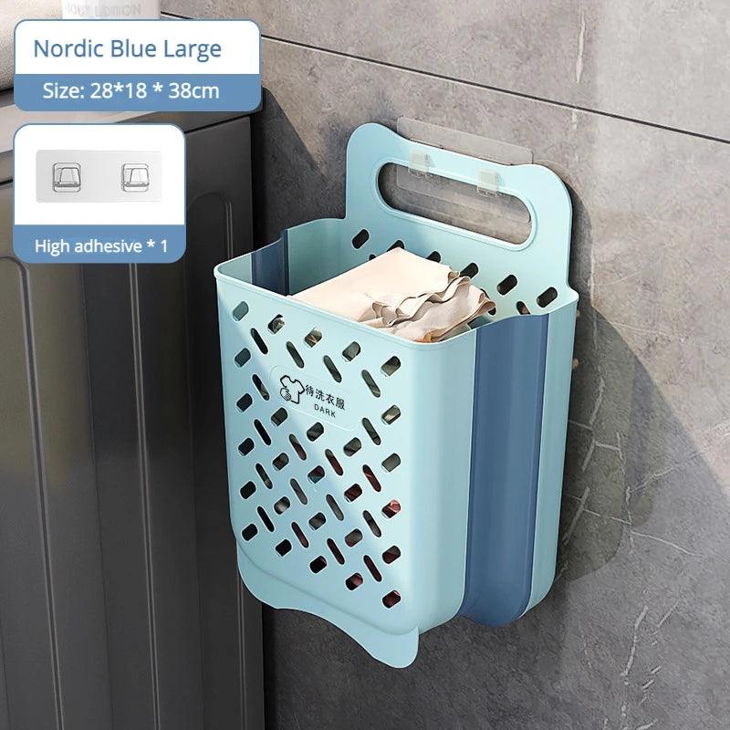 Folding Bathroom Laundry Basket Wall-mounted Dirty Clothes Storage Basket Household Laundry Bag Laundry Bathroom Organizer