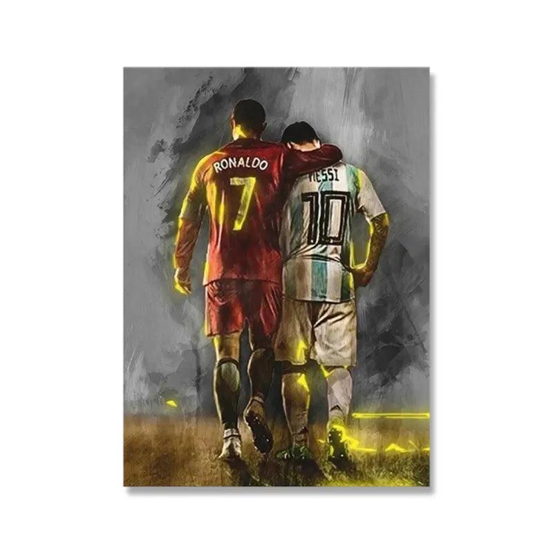 Football Star Messi C Ronaldo Poster Frameless Watercolour Painting Living Room Study Decoration Home Decor Collection Fan Gifts