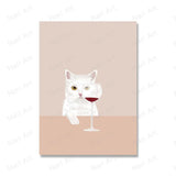 Funny Black White Cats Red Wine Poster And Prints Canvas Painting Cat Lover Wall Art Pictures For Living Room Kitchen Home Decor