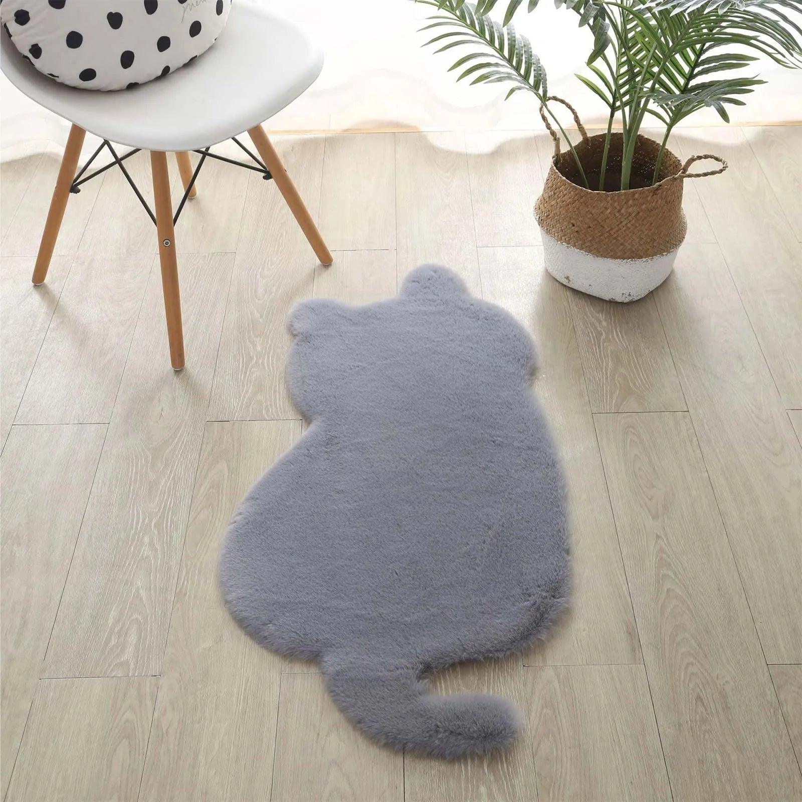 Funny Cute Cat Shape Rug Simulated Rabbit Hair Plush Carpet For Living Room Children Room Home Decor Floor Mats 러그 카페트