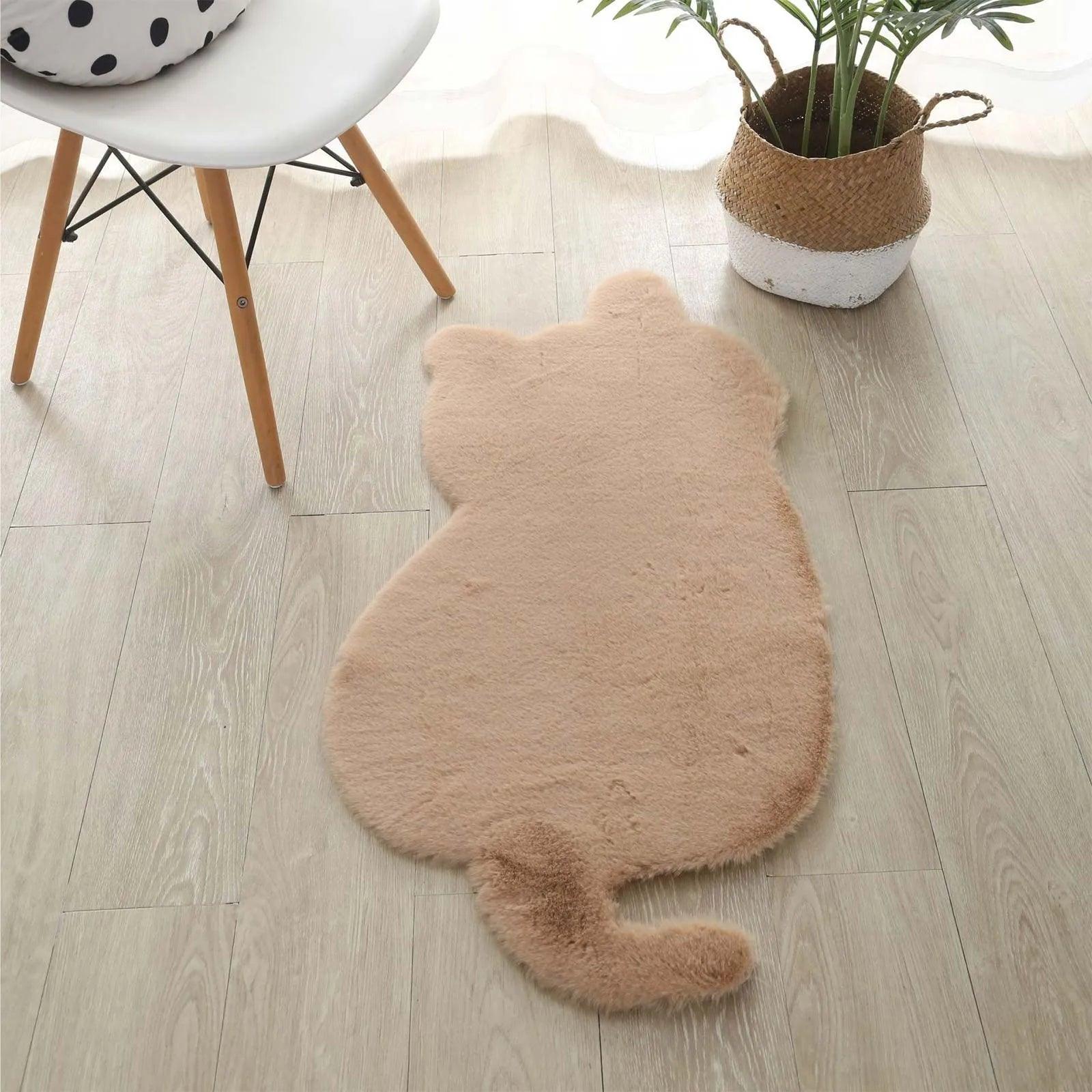 Funny Cute Cat Shape Rug Simulated Rabbit Hair Plush Carpet For Living Room Children Room Home Decor Floor Mats 러그 카페트