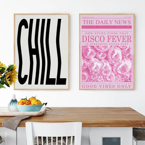 Funny Retro Cocktail Disco Aesthetic Poster And Prints Pink Preppy Wall Art Canvas Painting Quote Wall Picture Girl Room Decor