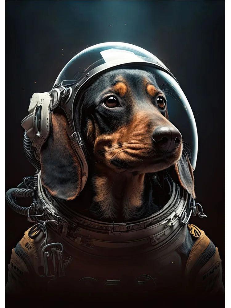 Funny Space Astronaut Dogs French Bulldog Portrait Poster Print Canvas Painting Humor Animal Wall Art For Dog Lover Room Decor