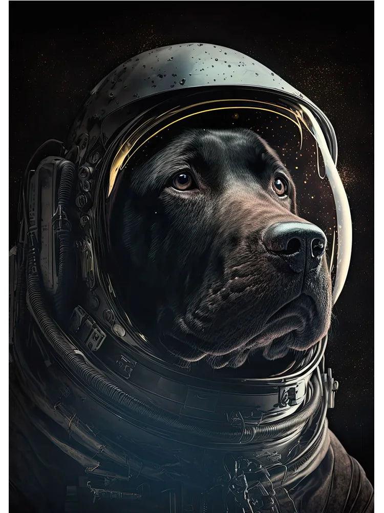 Funny Space Astronaut Dogs French Bulldog Portrait Poster Print Canvas Painting Humor Animal Wall Art For Dog Lover Room Decor