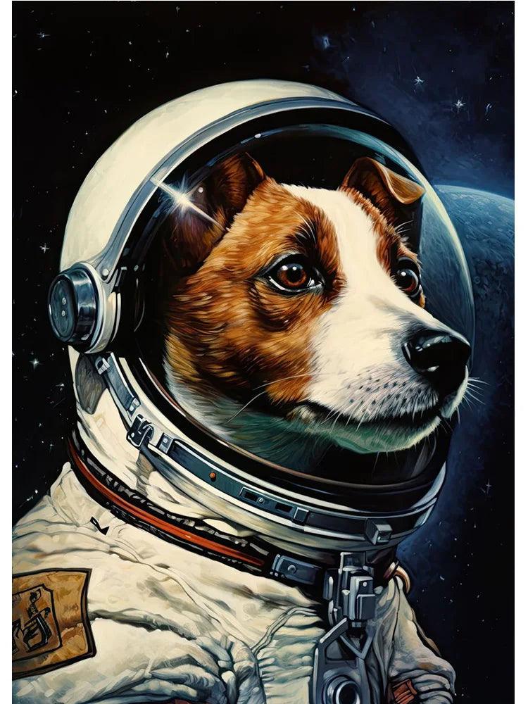 Funny Space Astronaut Dogs French Bulldog Portrait Poster Print Canvas Painting Humor Animal Wall Art For Dog Lover Room Decor