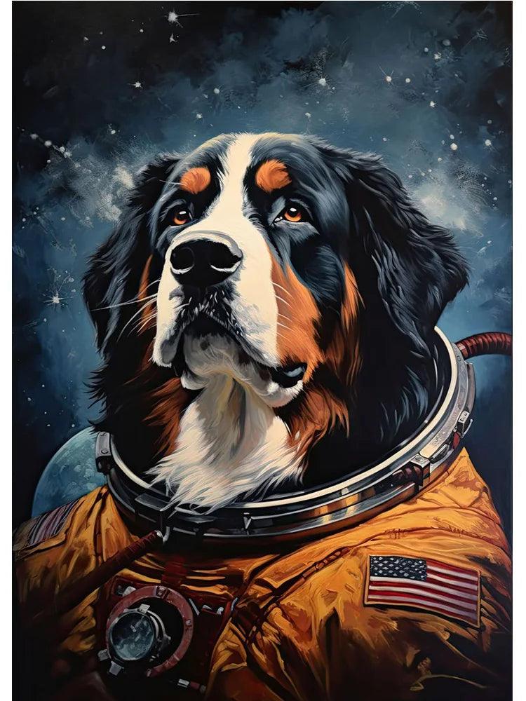 Funny Space Astronaut Dogs French Bulldog Portrait Poster Print Canvas Painting Humor Animal Wall Art For Dog Lover Room Decor