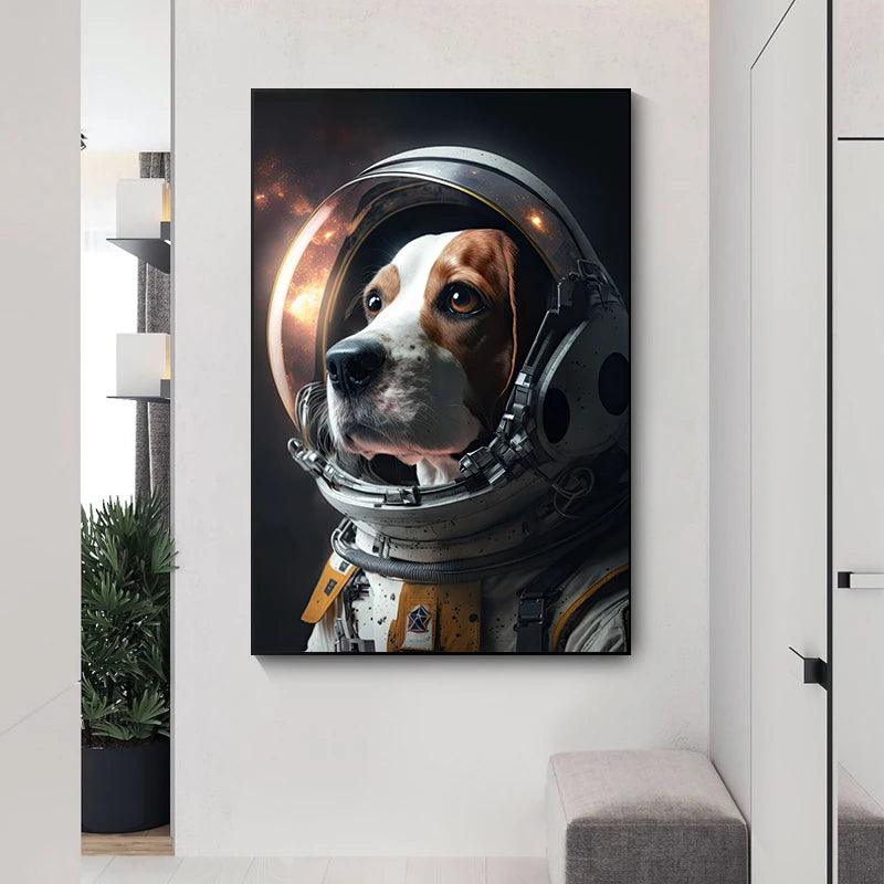 Funny Space Astronaut Dogs French Bulldog Portrait Poster Print Canvas Painting Humor Animal Wall Art For Dog Lover Room Decor