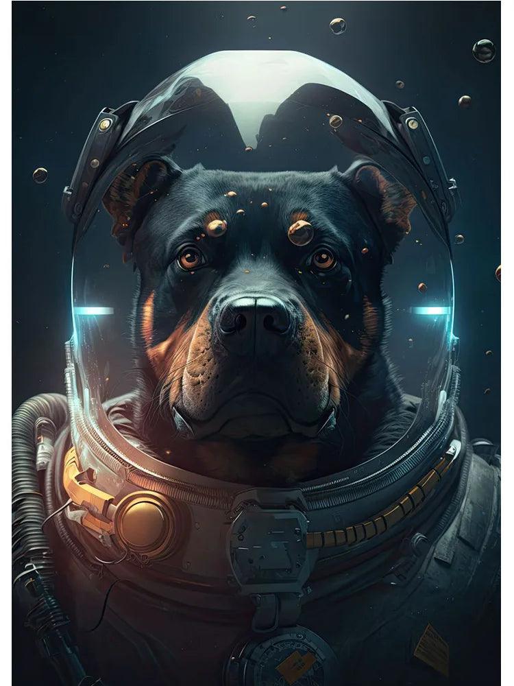 Funny Space Astronaut Dogs French Bulldog Portrait Poster Print Canvas Painting Humor Animal Wall Art For Dog Lover Room Decor