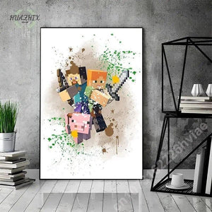 Game Mine C-Crafts Canvas Painting Wall Art Cartoon Poster and Print for Home Backdrop Kids Teens Bedroom Decoration Picture