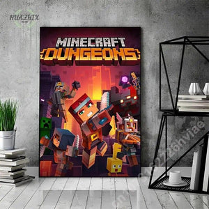 Game Mine C-Crafts Canvas Painting Wall Art Cartoon Poster and Print for Home Backdrop Kids Teens Bedroom Decoration Picture