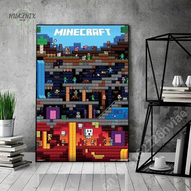 Game Mine C-Crafts Canvas Painting Wall Art Cartoon Poster and Print for Home Backdrop Kids Teens Bedroom Decoration Picture