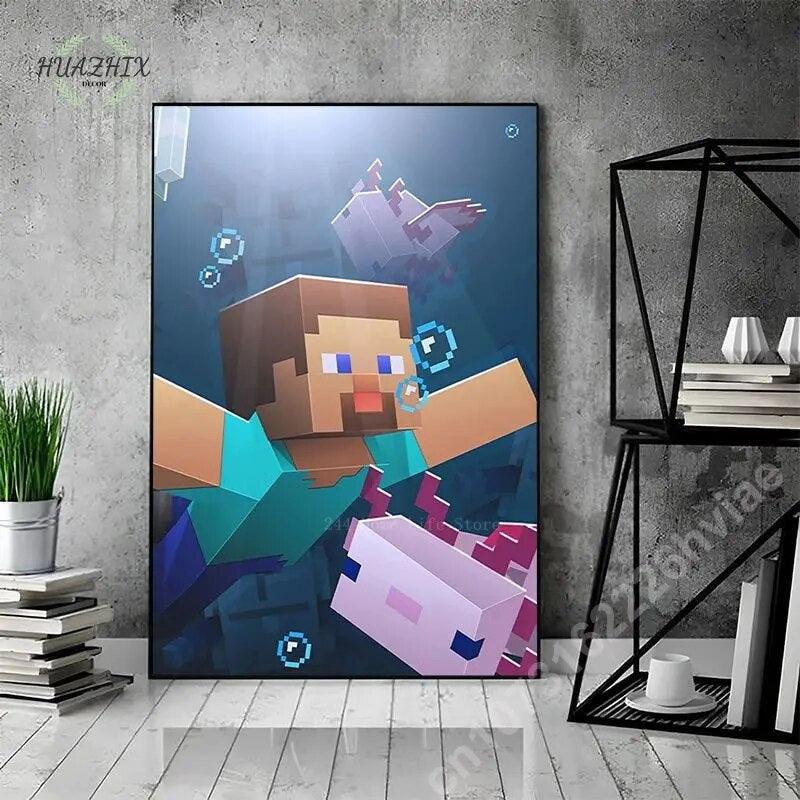 Game Mine C-Crafts Canvas Painting Wall Art Cartoon Poster and Print for Home Backdrop Kids Teens Bedroom Decoration Picture