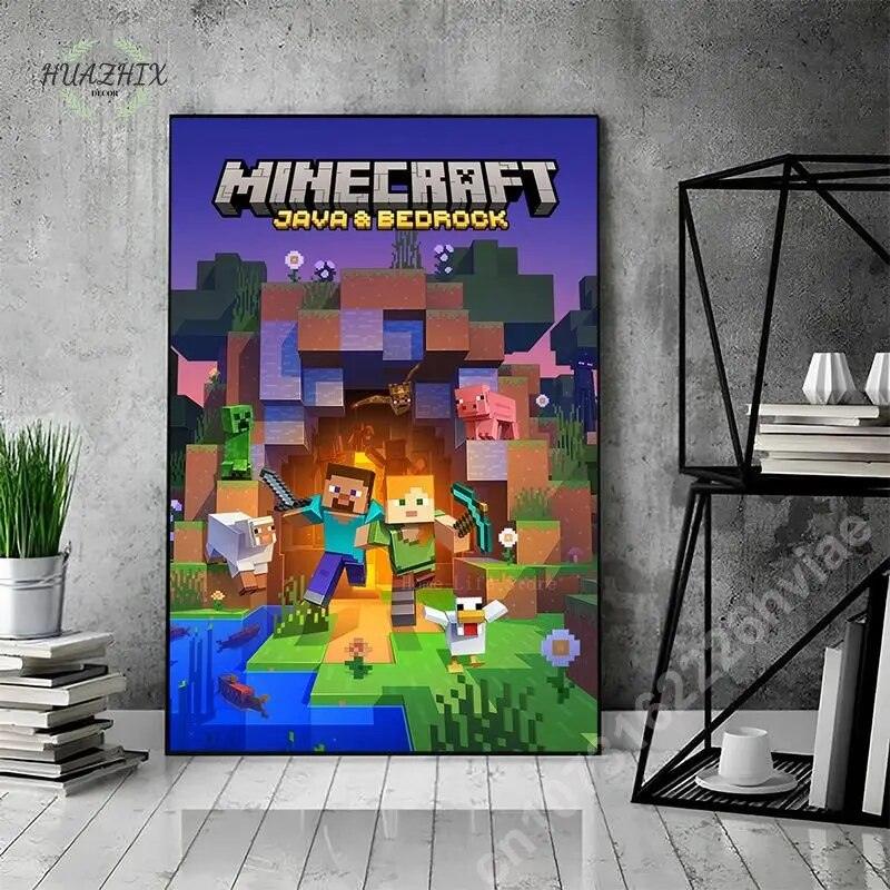 Game Mine C-Crafts Canvas Painting Wall Art Cartoon Poster and Print for Home Backdrop Kids Teens Bedroom Decoration Picture