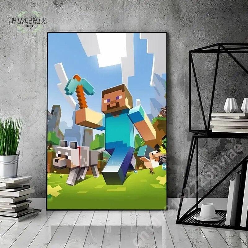 Game Mine C-Crafts Canvas Painting Wall Art Cartoon Poster and Print for Home Backdrop Kids Teens Bedroom Decoration Picture