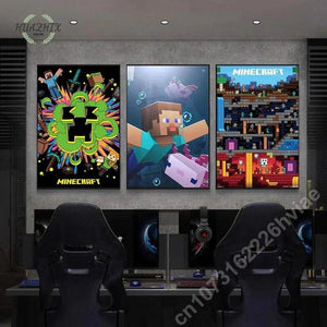 Game Mine C-Crafts Canvas Painting Wall Art Cartoon Poster and Print for Home Backdrop Kids Teens Bedroom Decoration Picture