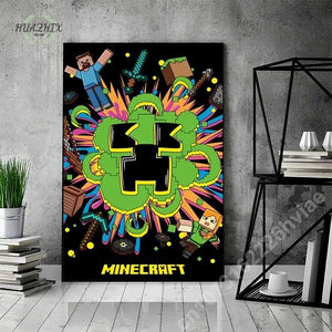 Game Mine C-Crafts Canvas Painting Wall Art Cartoon Poster and Print for Home Backdrop Kids Teens Bedroom Decoration Picture