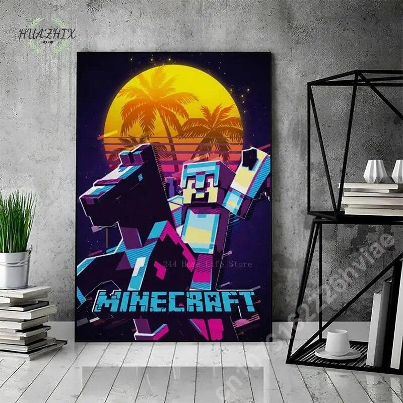 Game Mine C-Crafts Canvas Painting Wall Art Cartoon Poster and Print for Home Backdrop Kids Teens Bedroom Decoration Picture