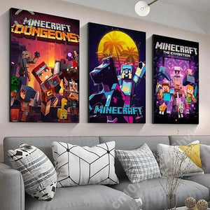 Game Mine C-Crafts Canvas Painting Wall Art Cartoon Poster and Print for Home Backdrop Kids Teens Bedroom Decoration Picture