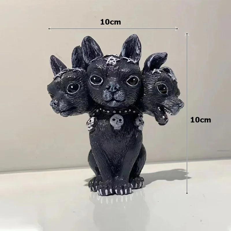 Garden Witch Cat Sculpture Gothic Kitten Decoration Halloween Magic Cat Statue Resin Craft Ornament Home Outdoor Courtyard Decor