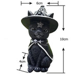 Garden Witch Cat Sculpture Gothic Kitten Decoration Halloween Magic Cat Statue Resin Craft Ornament Home Outdoor Courtyard Decor