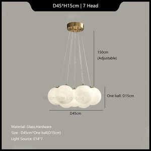 Glass Ball Chandelier French Style Ceiling Lamp Modern Minimalist Droplight Magic Bean Lantern Ins Style Pendant Light for Home