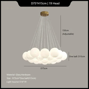 Glass Ball Chandelier French Style Ceiling Lamp Modern Minimalist Droplight Magic Bean Lantern Ins Style Pendant Light for Home