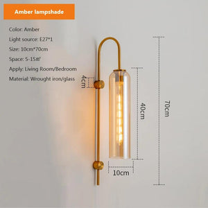 Glass wall lamp Nordic Modern light luxury Lampshade E27 LED Interior Wall Light for Bedside Bedroom Dining Table Living Room