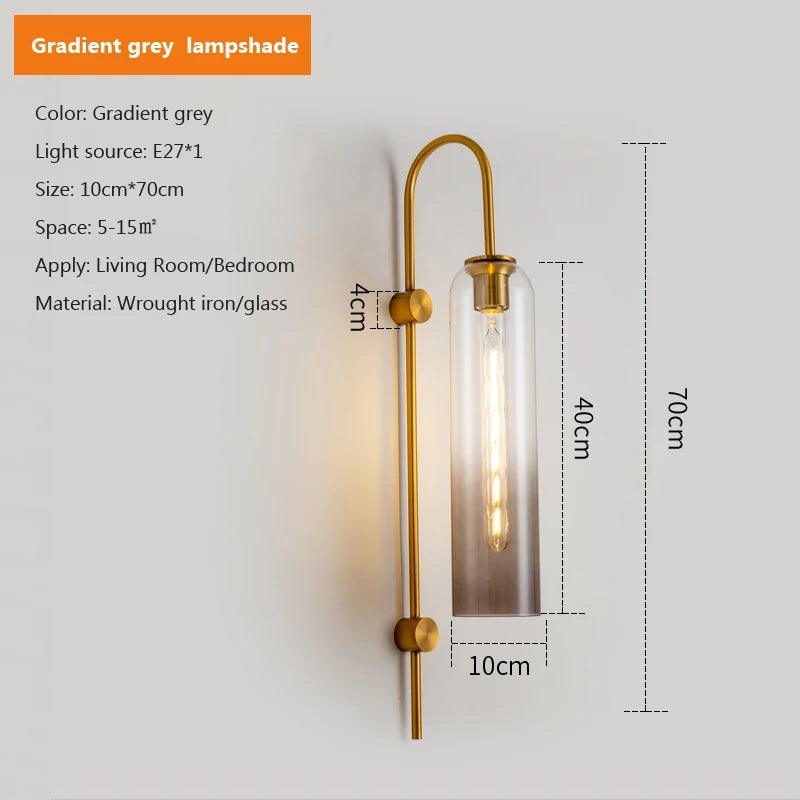 Glass wall lamp Nordic Modern light luxury Lampshade E27 LED Interior Wall Light for Bedside Bedroom Dining Table Living Room