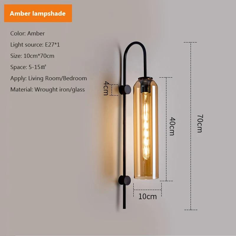 Glass wall lamp Nordic Modern light luxury Lampshade E27 LED Interior Wall Light for Bedside Bedroom Dining Table Living Room