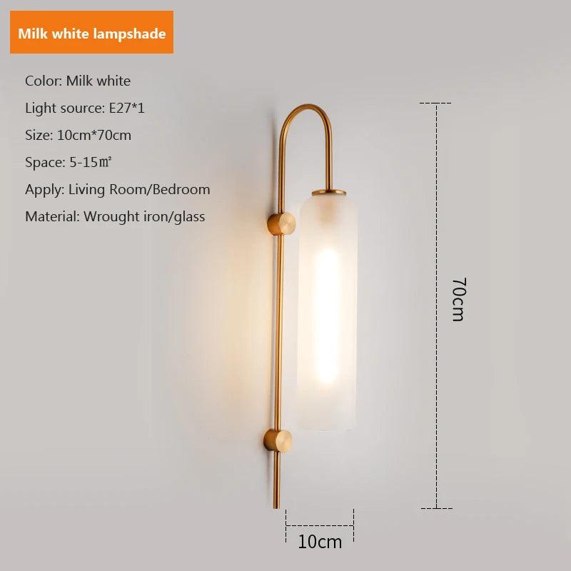 Glass wall lamp Nordic Modern light luxury Lampshade E27 LED Interior Wall Light for Bedside Bedroom Dining Table Living Room