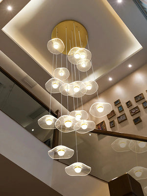 Gold Acrylic Chandeliers Interior Designer Minimalism Living Room Lamp Villa Attic LED Pendant Lamp Modern Staircase Chandeliers