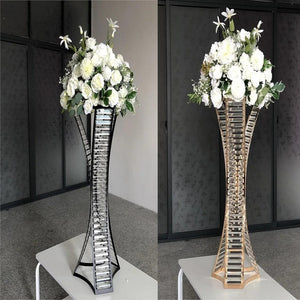 Gold Flowers Vases Candle Rack Stand Holders Wedding Decor Road Lead Floral Bouquet Party Props Table Centerpiece Pillar