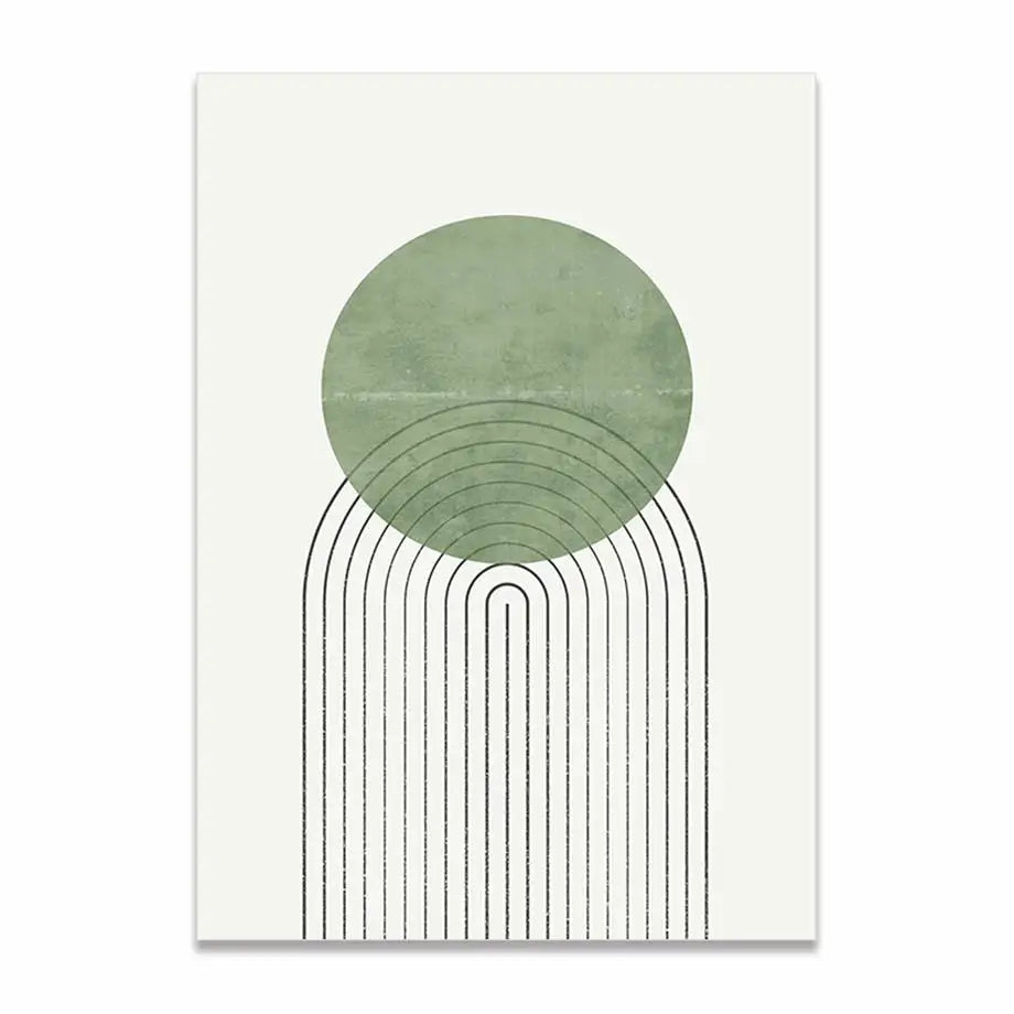 Green Abstract Line Mid Century Minimalist Posters And Prints Wall Art Canvas Painting Wall Pictures For Living Room Home Decor