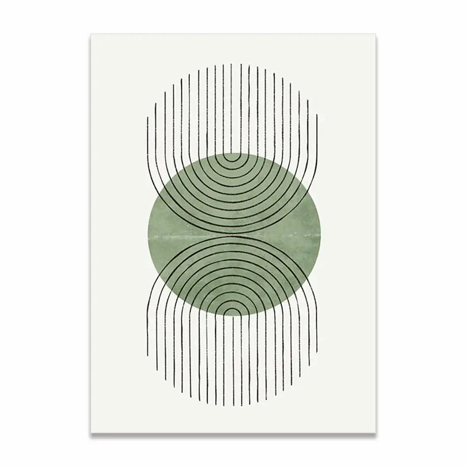 Green Abstract Line Mid Century Minimalist Posters And Prints Wall Art Canvas Painting Wall Pictures For Living Room Home Decor