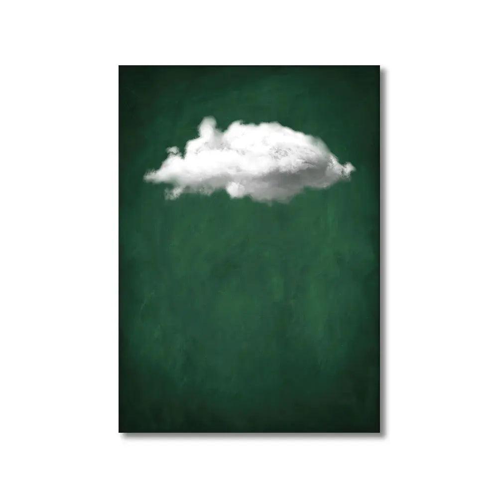 Green Cloud Print Background Abstract Wall Art Canvas Painting Nordic Minimalist Canvas Poster for Living Room Home Decoration