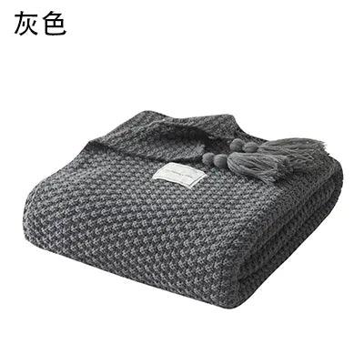 HOLAROOM Thread Blanket with Tassel Solid Beige Grey Coffee Throw Blanket for Bedroom Sofa Home Textile Fashion Knitted Blanket