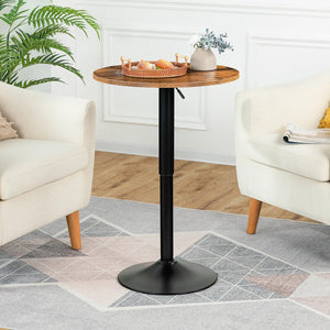 HOOBRO Bar Table Height-Adjustable Round Pub Table 27-35.4 Inches Cocktail Table with Base Suitable for Living Room Bistro