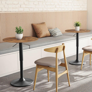 HOOBRO Bar Table Height-Adjustable Round Pub Table 27-35.4 Inches Cocktail Table with Base Suitable for Living Room Bistro