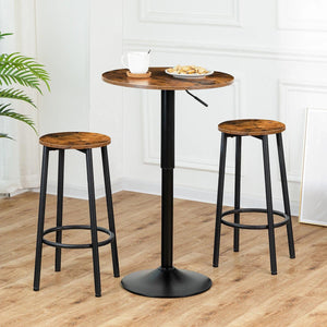 HOOBRO Bar Table Height-Adjustable Round Pub Table 27-35.4 Inches Cocktail Table with Base Suitable for Living Room Bistro