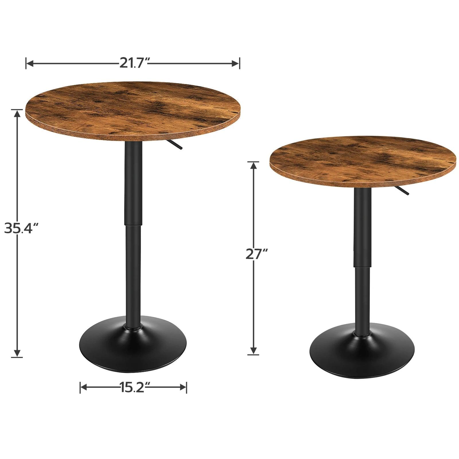 HOOBRO Bar Table Height-Adjustable Round Pub Table 27-35.4 Inches Cocktail Table with Base Suitable for Living Room Bistro