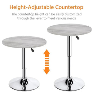 Height Adjustable Pub Round Table 360° Swivel for Bistro Café Home Bar, Gray