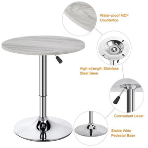 Height Adjustable Pub Round Table 360° Swivel for Bistro Café Home Bar, Gray