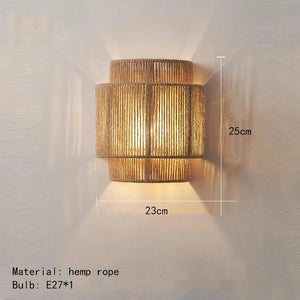 Hemp Rope Wall Lights Home Art Deco Bedroom Foyer Aisle Hotel Atmosphere Sconce E27 Bulb Creative Lamp