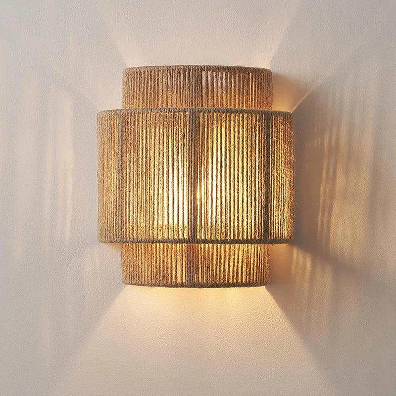 Hemp Rope Wall Lights Home Art Deco Bedroom Foyer Aisle Hotel Atmosphere Sconce E27 Bulb Creative Lamp