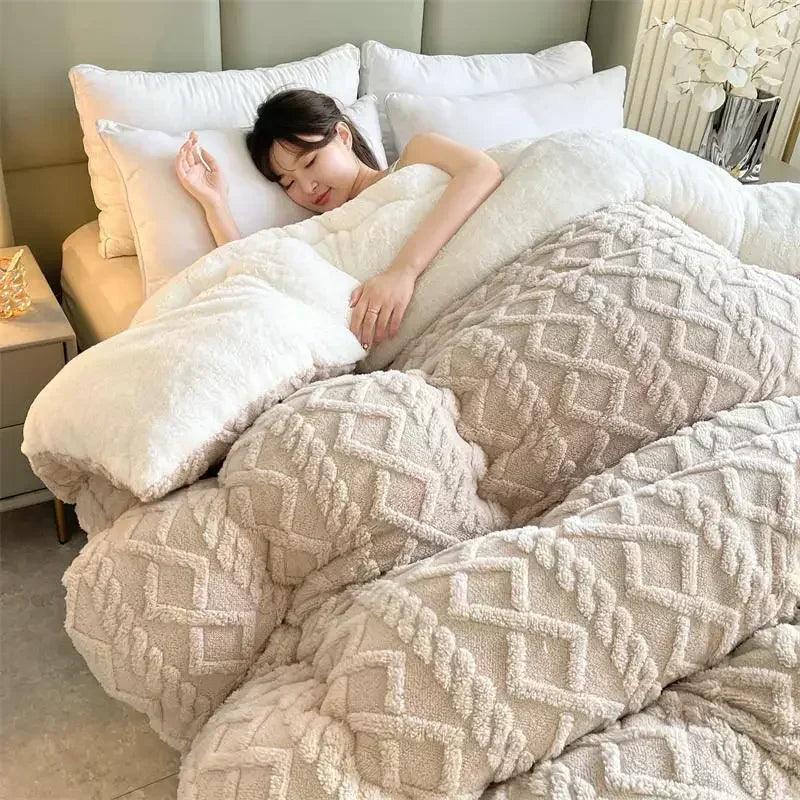 High End Thickened Winter Warm Blankets for Beds Artificial Lamb Cashmere Weighted Blanket Thicker Warmth Duvet Quilt Comforter