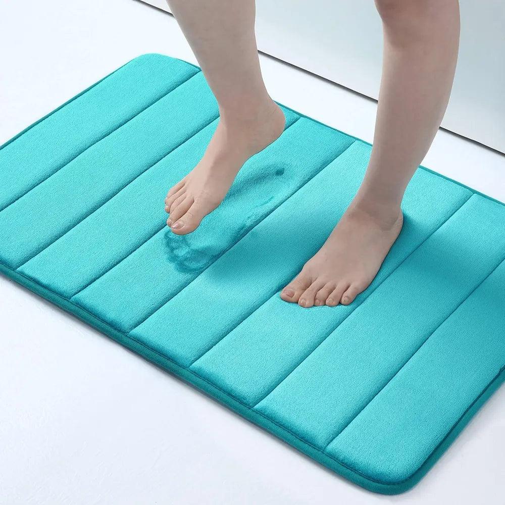 Homaxy Absorbent Bathroom Bath Mat Non-Slip Shower Rug Soft Memory Foam Kitchen Floor Carpet Coral Velvet Pad Home Decoration