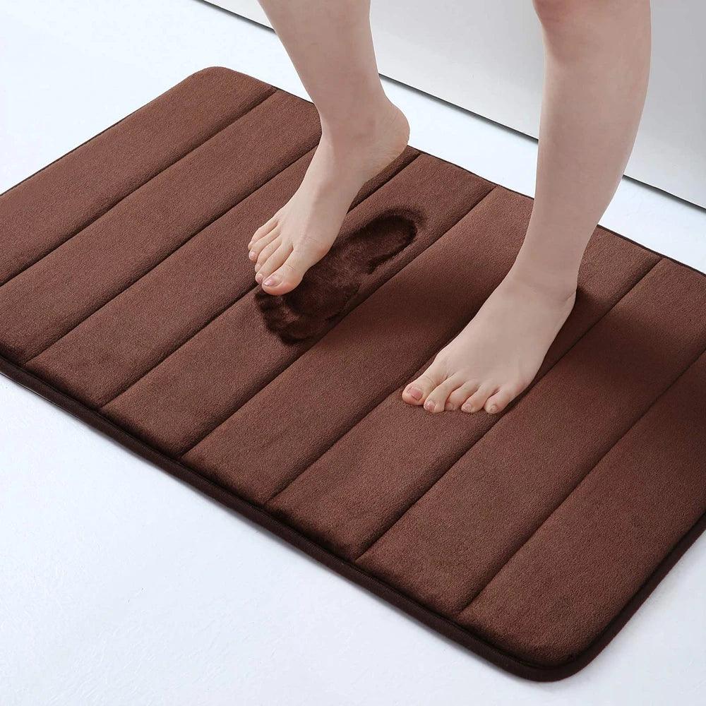 Homaxy Absorbent Bathroom Bath Mat Non-Slip Shower Rug Soft Memory Foam Kitchen Floor Carpet Coral Velvet Pad Home Decoration