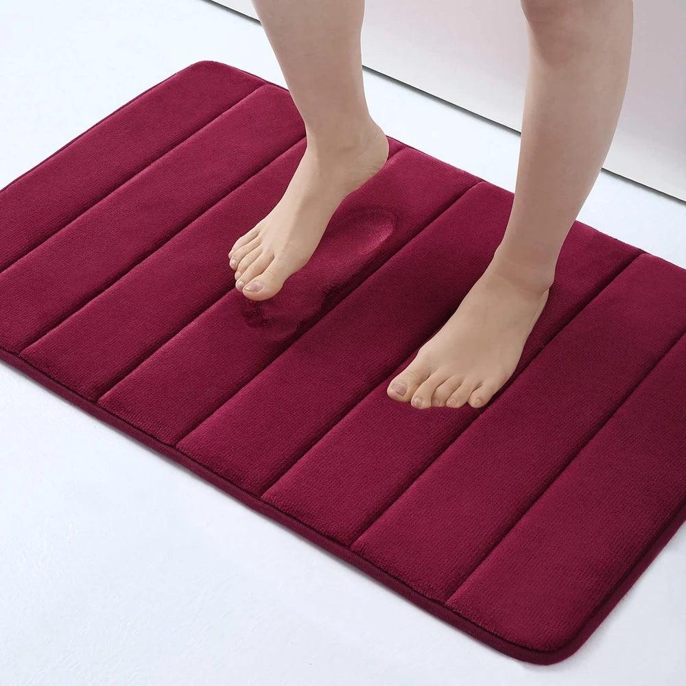 Homaxy Absorbent Bathroom Bath Mat Non-Slip Shower Rug Soft Memory Foam Kitchen Floor Carpet Coral Velvet Pad Home Decoration