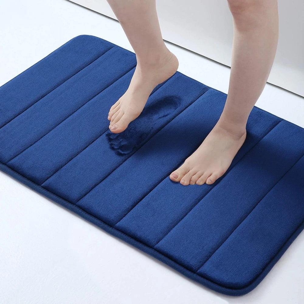 Homaxy Absorbent Bathroom Bath Mat Non-Slip Shower Rug Soft Memory Foam Kitchen Floor Carpet Coral Velvet Pad Home Decoration